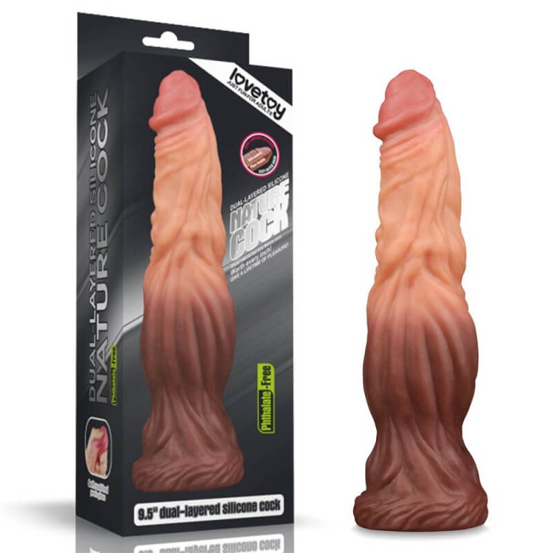 Реалистично двуслойно Дилдо Nature Cock Dual Layered Silicone за невероятно усещане код: 2205 цена с дискретна доставка